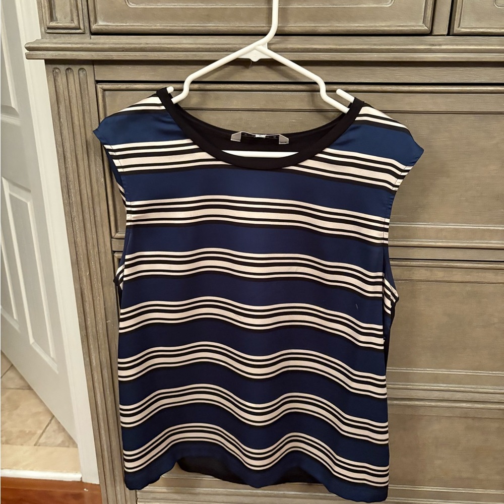 Trina Turk Striped Blue and White Women's Top